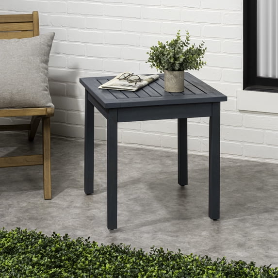 JONATHAN Y Archer 18.9" Modern Classic Square Slatted Solid Acacia Wood Indoor/Outdoor Adirondack Side Table, Nautical Blue, END6000N