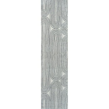 JONATHAN Y  Arches Contemporary Glam Geometric Machine-Washable Cream/Dark Gray Area Rug 2 X 8