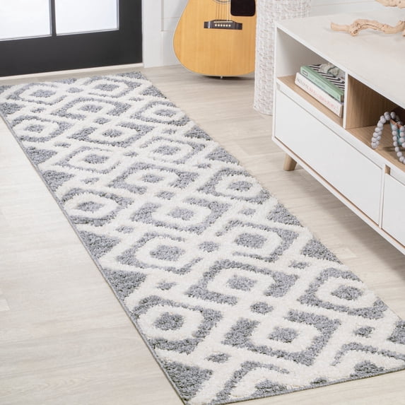 JONATHAN Y SANTA THERESA 2 x 8 Runner Rug, Astrid Retro Trellis - Cream/Gray, SNT103B-28