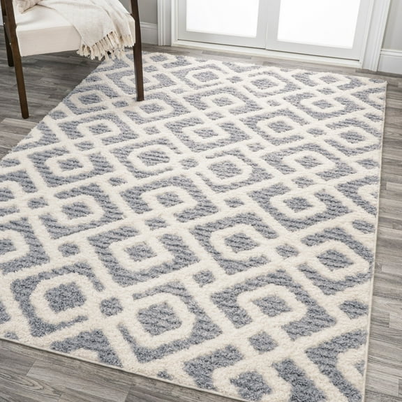 JONATHAN Y SANTA THERESA 3 x 5 Area Rug, Astrid Retro Trellis - Cream/Gray, SNT103B-3