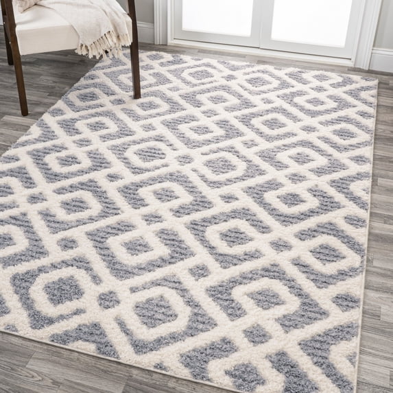 JONATHAN Y SANTA THERESA 4 x 6 Area Rug, Astrid Retro Trellis - Cream/Gray, SNT103B-4