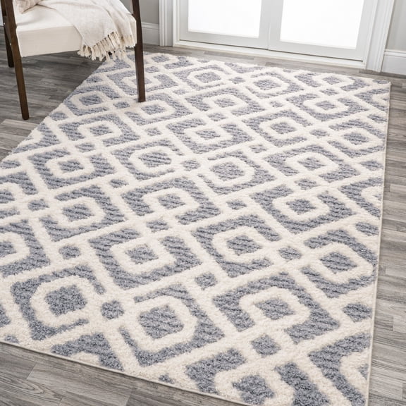 JONATHAN Y SANTA THERESA 8 x 10 Area Rug, Astrid Retro Trellis - Cream/Gray, SNT103B-8