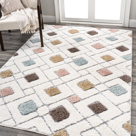 JONATHAN Y SANTA THERESA 4 x 6 Area Rug, Astrid Retro Trellis - Multi/Cream, SNT103A-4