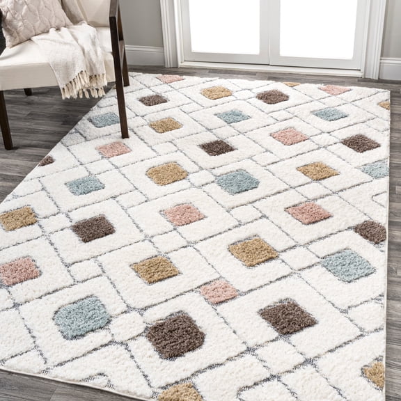 JONATHAN Y SANTA THERESA 4 x 6 Area Rug, Astrid Retro Trellis - Multi/Cream, SNT103A-4