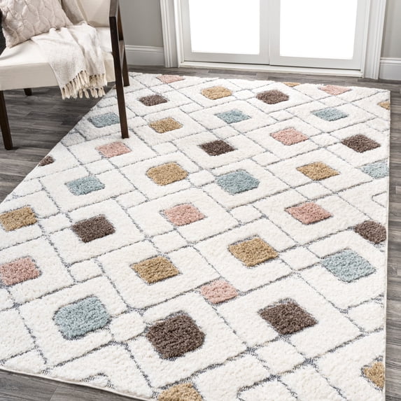 JONATHAN Y SANTA THERESA 5 x 8 Area Rug, Astrid Retro Trellis - Multi/Cream, SNT103A-5