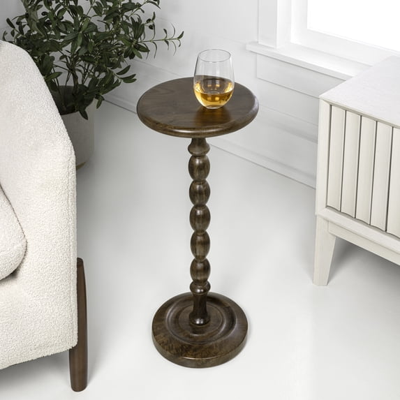 JONATHAN Y Augustus 24.5" Cottage Classic Spindle Wood Pedestal Round Drink Table and Decorative End Table, Dark Brown, END3007B