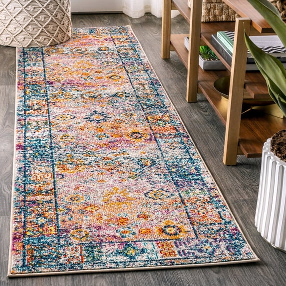 JONATHAN Y BOHEMIAN FLAIR 2 x 8 Runner Rug, Vintage Medallion - Cream/Navy, BMF103A-28