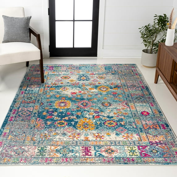 JONATHAN Y BOHEMIAN FLAIR 8 x 10 Area Rug, Vintage Medallion - Navy/Cream, BMF103B-8
