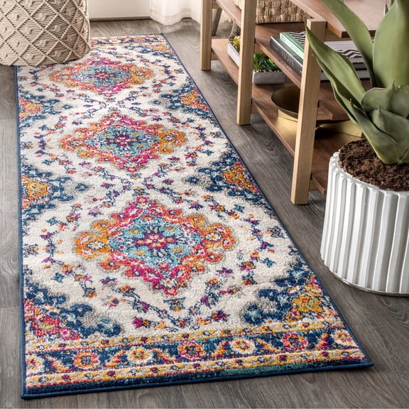 JONATHAN Y BOHEMIAN FLAIR 2 x 20 Runner Rug, Vintage Medallion - Blue/Multi, BMF106A-220