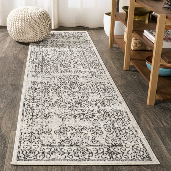 JONATHAN Y BOHEMIAN FLAIR 2 x 8 Runner Rug, Ferro Filigree - Gray/Black, BMF108C-28