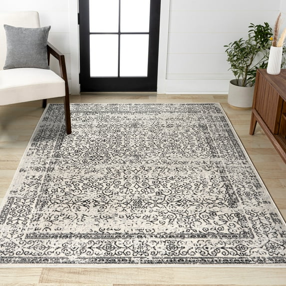 JONATHAN Y BOHEMIAN FLAIR 4 x 6 Area Rug, Ferro Filigree - Gray/Black, BMF108C-4