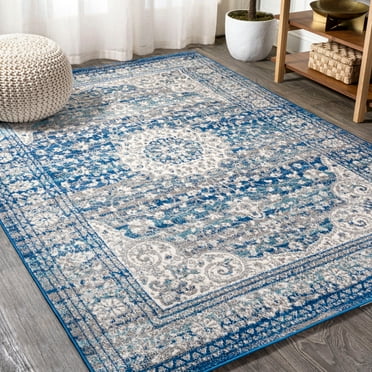 JONATHAN Y BMF109A-5 Scala Ornate Bohemian Medallion Blue/Dark Gray 5 ft. x 8 ft. Area Rug, Vintage Transitional, Pet Friendly, Stain Resistant, Easy to Clean, for Living Room; Kitchen, Bedroom