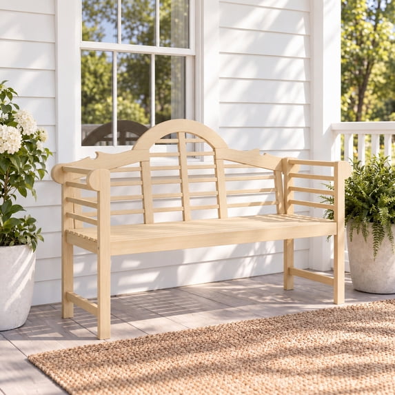 JONATHAN Y BNH103F Lutyens 51.2" 2-Seat Arched 600-Lbs Support Acacia Wood Outdoor Garden Patio Bench, Almond