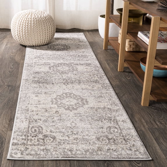 JONATHAN Y BOHEMIAN FLAIR 2 x 8 Runner Rug, Scala Ornate Bohemian Medallion - Gray/Cream, BMF109B-28