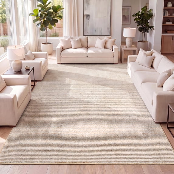 JONATHAN Y CARMEL 5 x 8 Area Rug, Cole Minimalist Pinstripe - White/Gold, CAR101D-5