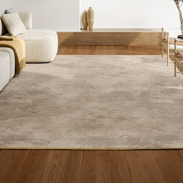 JONATHAN Y CAR101D-5 Cole Modern Minimalist Pinstripe High-Low White/Gold 5 ft. x 8 ft. Area Rug