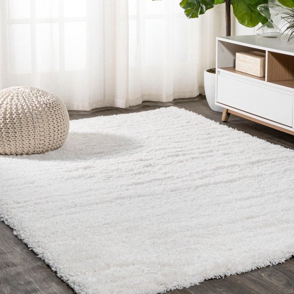 JONATHAN Y TANGO 5 x 8 Area Rug, Groovy Shag - White, CLD100A-5