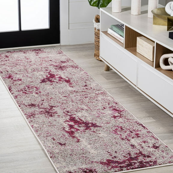 JONATHAN Y CONTEMPORARY POP 2 x 8 Runner Rug, Modern Abstract Vintage Faded - Maroon/Gray, CTP103B-28