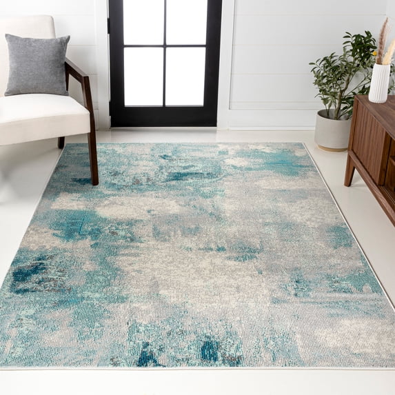 JONATHAN Y CONTEMPORARY POP 5 x 8 Area Rug, Modern Abstract Vintage - Cream/Blue, CTP104A-5