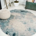 thumbnail image 1 of JONATHAN Y CONTEMPORARY POP 5' Round Area Rug, Modern Abstract Vintage - Cream/Blue, CTP104A-5R, 1 of 10
