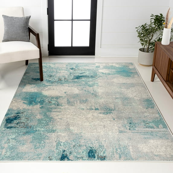JONATHAN Y CONTEMPORARY POP 6 x 9 Area Rug, Modern Abstract Vintage - Cream/Blue, CTP104A-6