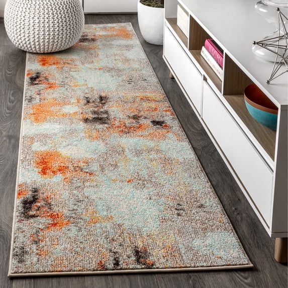 JONATHAN Y CONTEMPORARY POP 2 x 8 Runner Rug, Modern Abstract Vintage - Cream/Orange, CTP104B-28