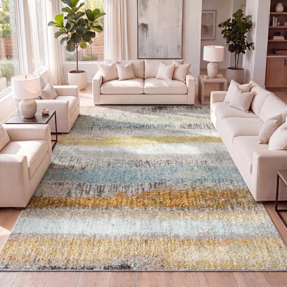 JONATHAN Y CONTEMPORARY POP 5 x 8 Area Rug, Modern Abstract - Cream/Yellow, CTP105A-5