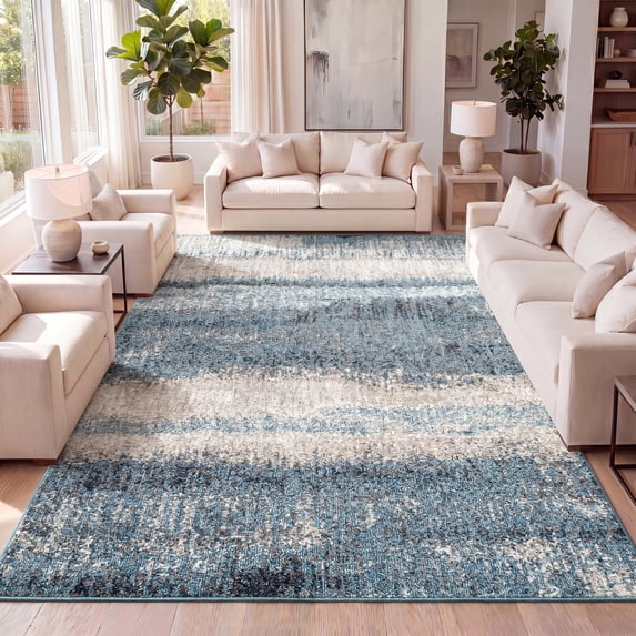 JONATHAN Y CTP105C-4 Contemporary POP Modern Abstract Vintage Cream/Turquoise 4 ft. x 6 ft. Area Rug