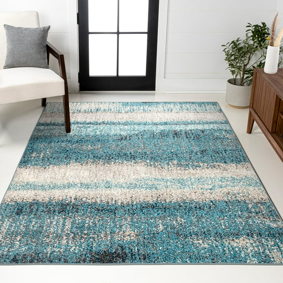 JONATHAN Y CONTEMPORARY POP 5 x 8 Area Rug, Modern Abstract Vintage - Cream/Turquoise, CTP105C-5