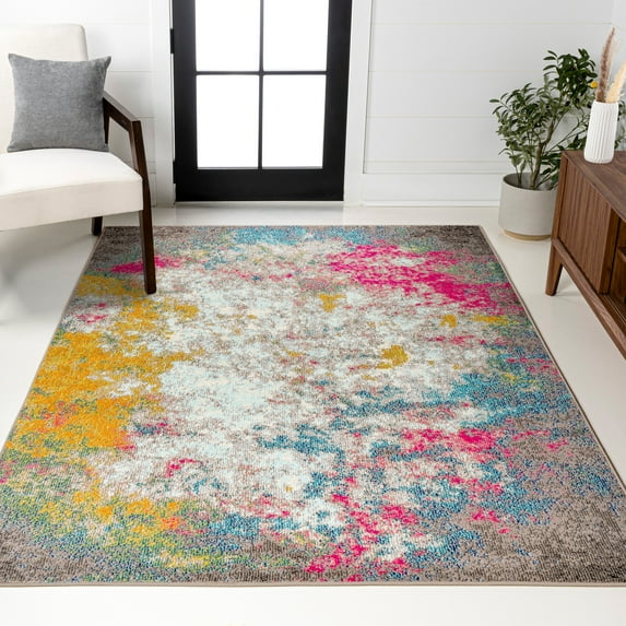 JONATHAN Y CONTEMPORARY POP 4 x 6 Area Rug, Modern Abstract - Yellow/Multi, CTP107B-4