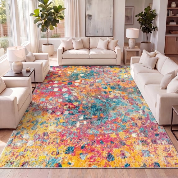 JONATHAN Y CONTEMPORARY POP 5 x 8 Area Rug, Modern Abstract - Multi/Yellow, CTP108A-5