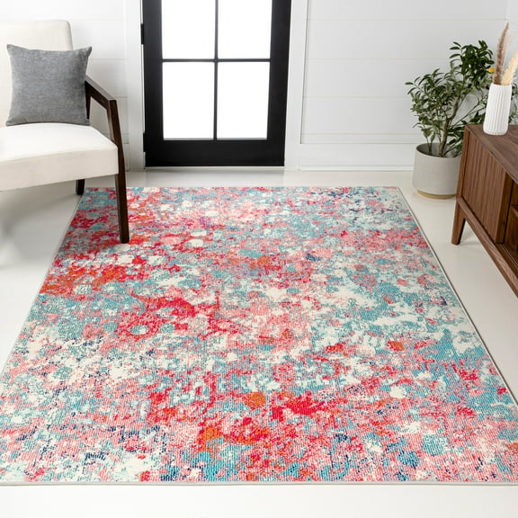 JONATHAN Y CONTEMPORARY POP 4 x 6 Area Rug, Modern Abstract - Blue/Red, CTP108B-4