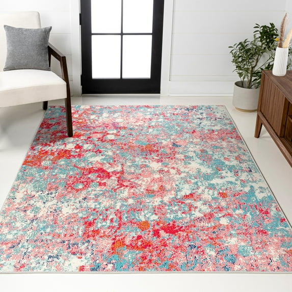 JONATHAN Y CONTEMPORARY POP 8 x 10 Area Rug, Modern Abstract - Blue/Red, CTP108B-8