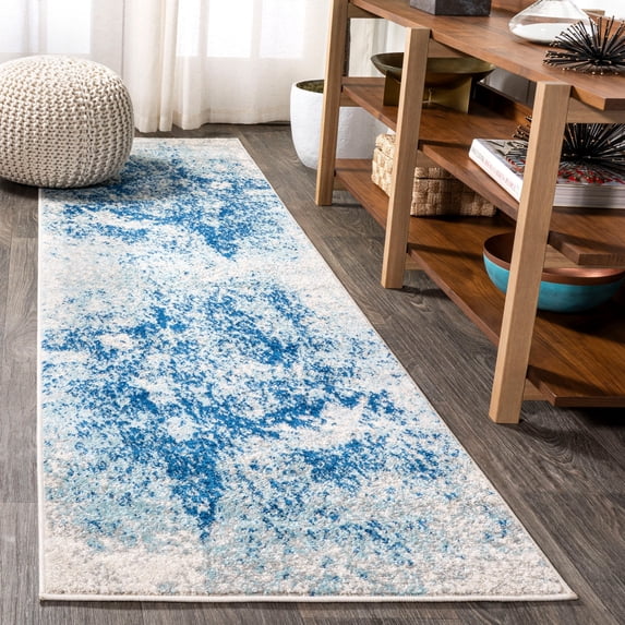 JONATHAN Y CONTEMPORARY POP 2 x 8 Runner Rug, Dune Abstract - Cream/Blue, CTP109B-28