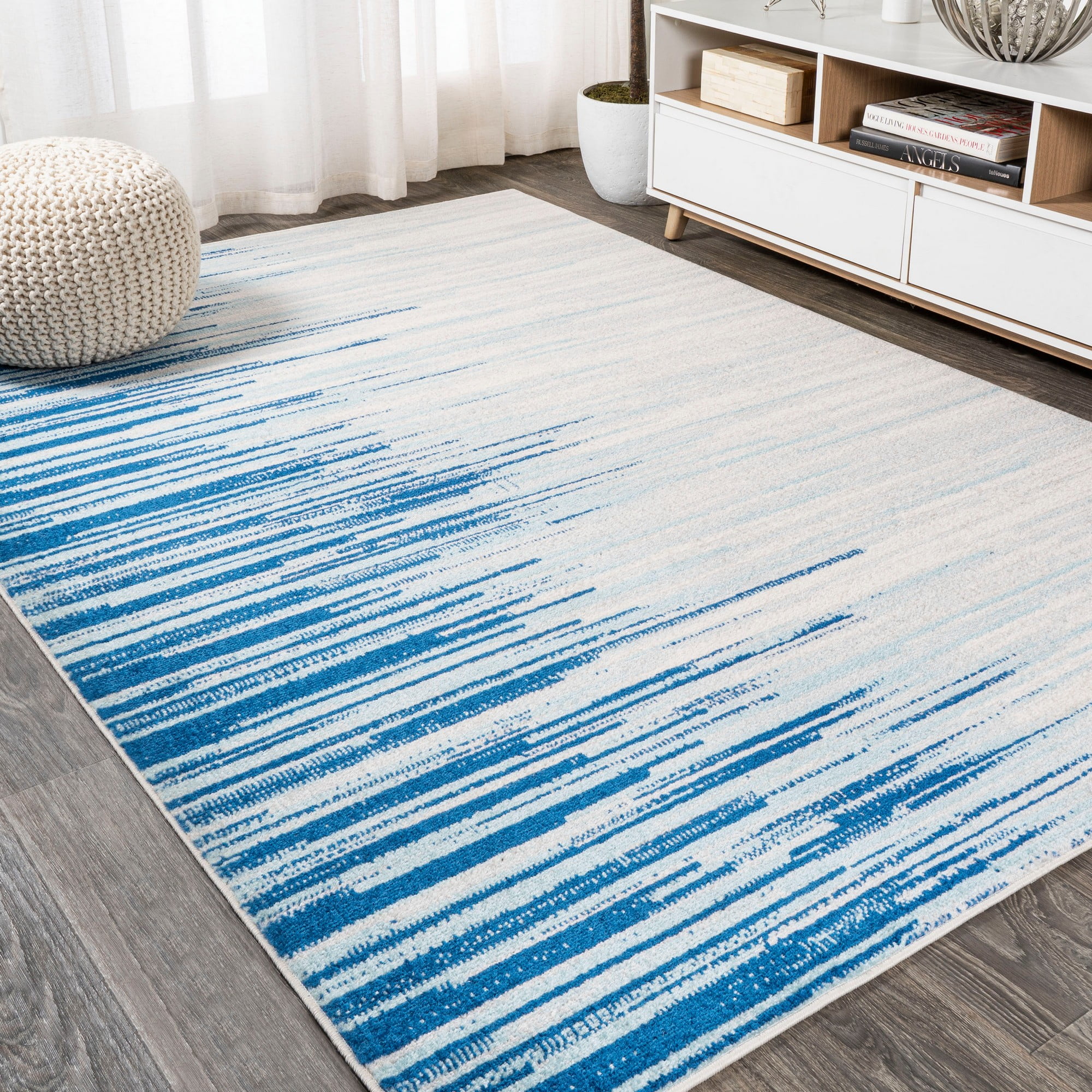Coastal Stripe Navy & Cream 8' x 10' Synthetic Area Rug