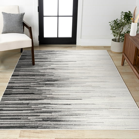 JONATHAN Y CONTEMPORARY POP 3 x 5 Area Rug, Linear Half-Stripe - Gray/Cream, CTP112B-3