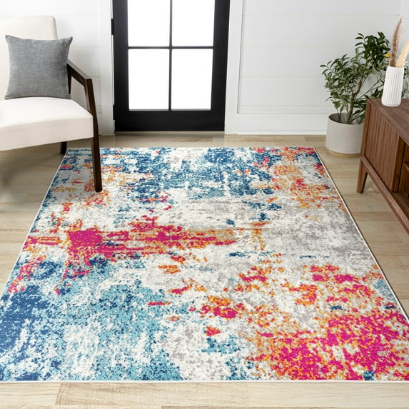 JONATHAN Y CONTEMPORARY POP 5 x 8 Area Rug, Sunset Abstract - Blue/Multi, CTP114A-5