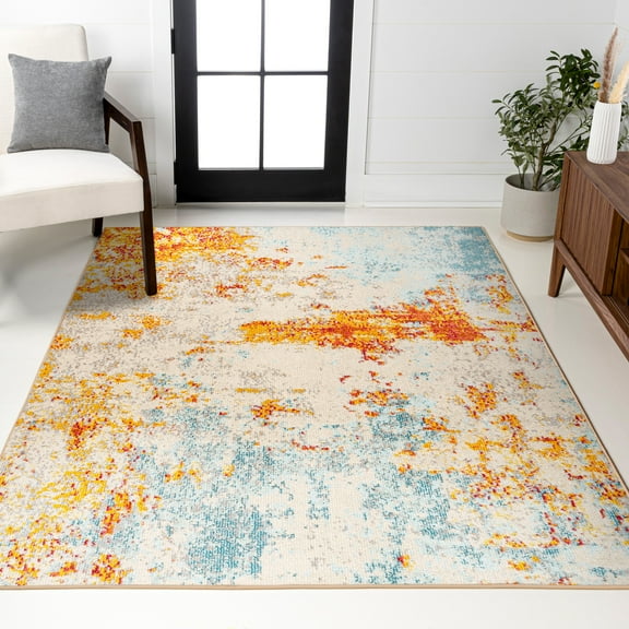 JONATHAN Y CONTEMPORARY POP 4 x 6 Area Rug, Sunset Abstract - Orange/Multi, CTP114B-4