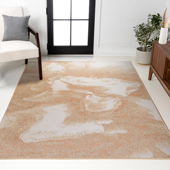 JONATHAN Y CONTEMPORARY POP 4 x 6 Area Rug, Petalo Abstract Two-Tone - Orange/Beige/Cream, CTP200A-4