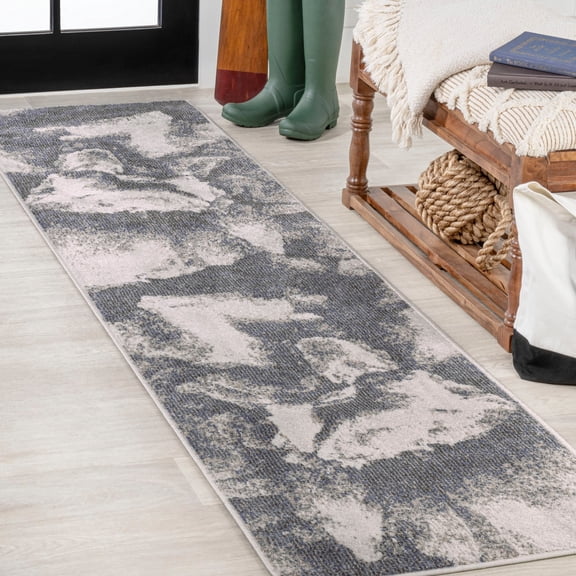 JONATHAN Y CONTEMPORARY POP 2 x 8 Runner Rug, Petalo Abstract Two-Tone - Gray/Cream, CTP200C-28
