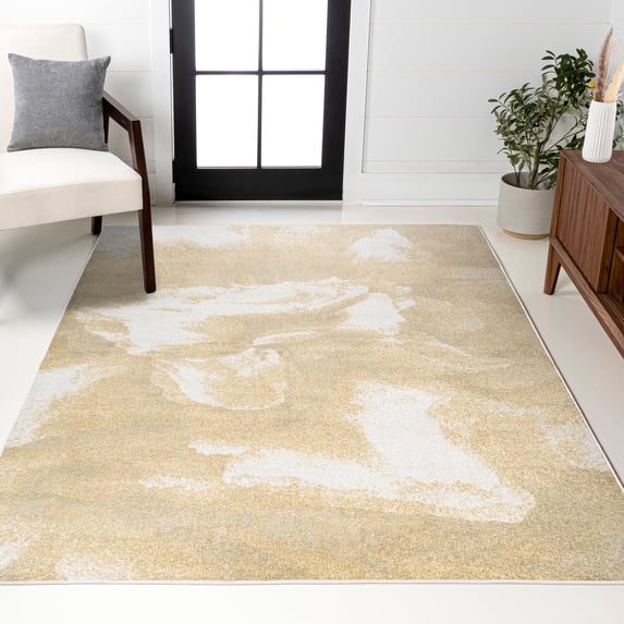 JONATHAN Y CONTEMPORARY POP 4 x 6 Area Rug, Petalo Abstract Two-Tone - Gold/Cream, CTP200E-4