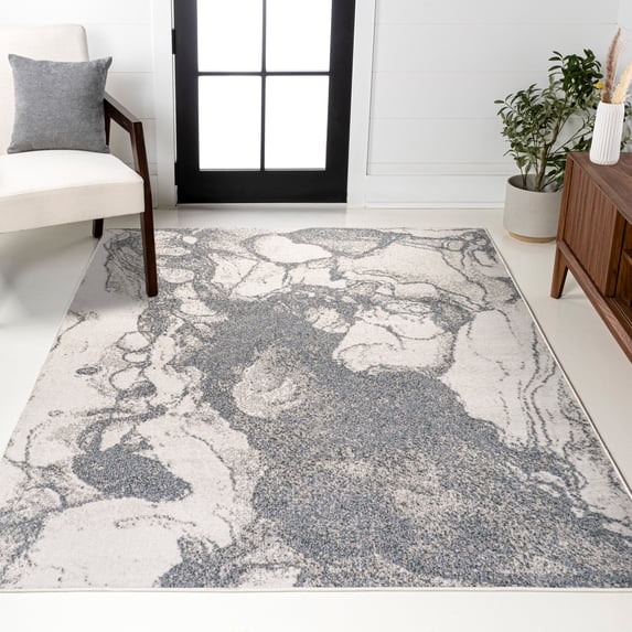 JONATHAN Y CONTEMPORARY POP 4 x 6 Area Rug, Marmo Abstract Marbled - Gray/Cream, CTP201D-4