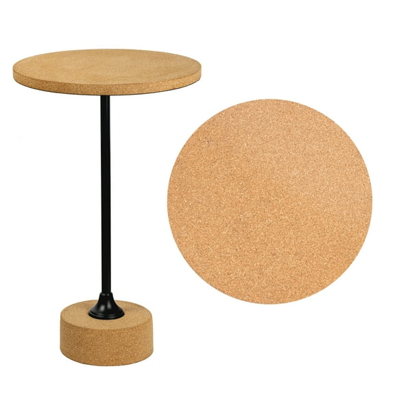JONATHAN Y Calix 23.5" Contemporary Minimalist Metal/Cork Round End Table, Light Brown/Black