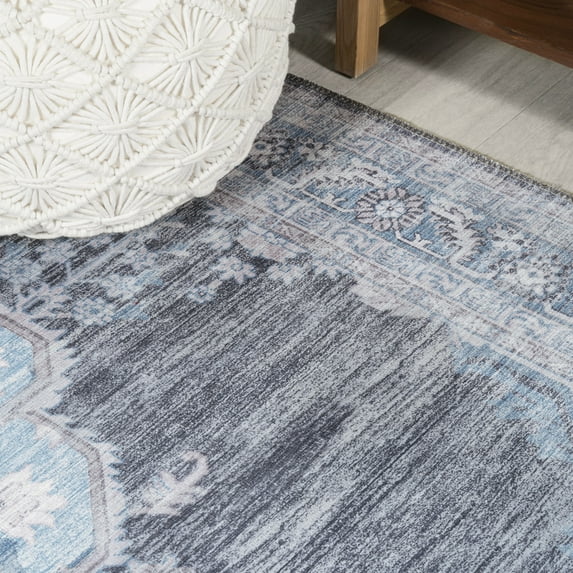 JONATHAN Y Chapell Cottage Medallion Machine-Washable Area Rug 8 X 10 - Gray/Blue/White