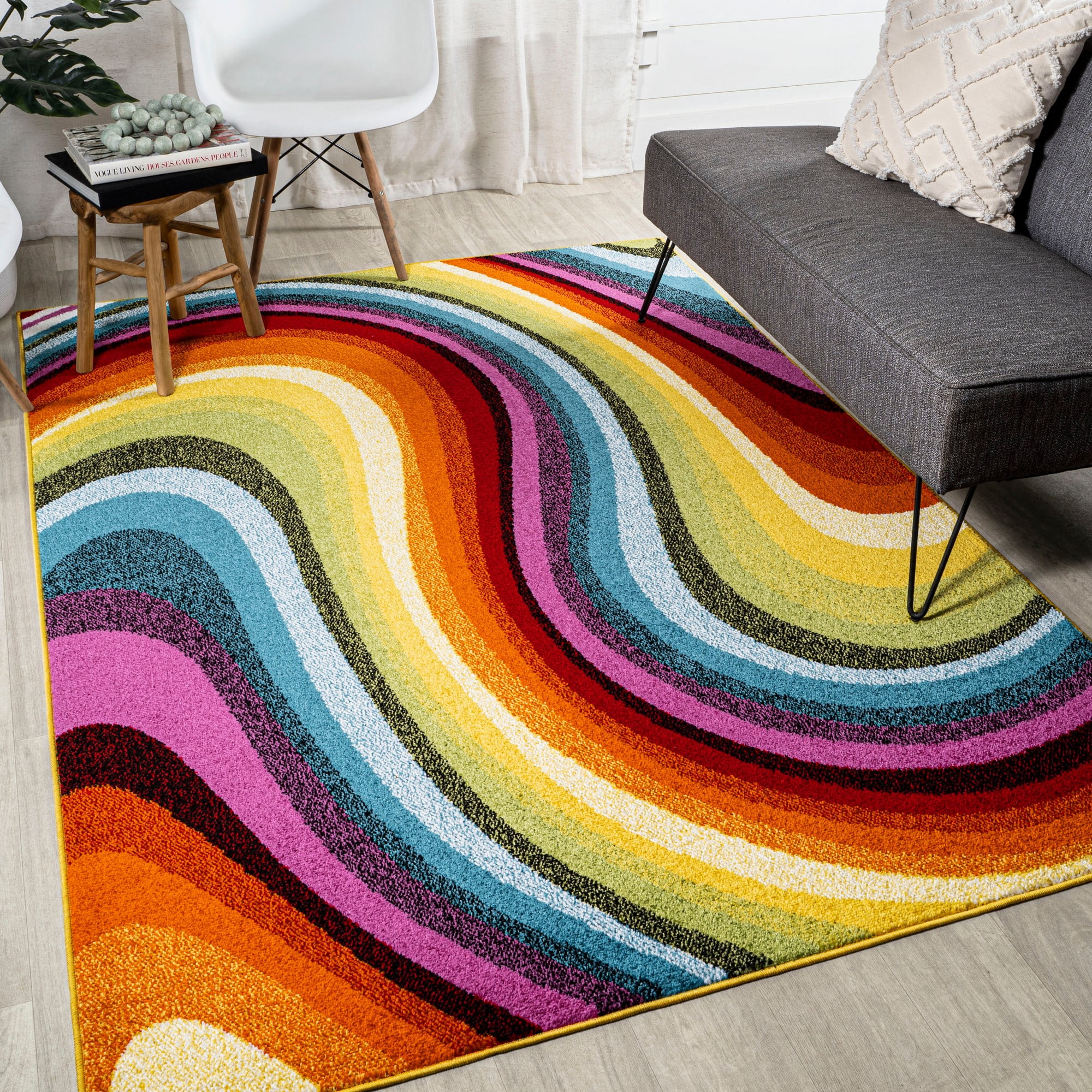 Colorful Abstract Swirl Multicolor 5 x 8 Area Rug