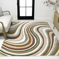 JONATHAN Y DAZZLE 5 x 8 Area Rug, Flow Abstract Swirl - Red/Beige/Blue, DZC100B-5