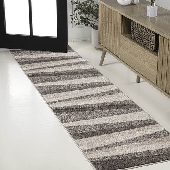 JONATHAN Y DAZZLE 2 x 8 Runner Rug, Prism Geometric Striped - Beige/Brown, DZC101C-28