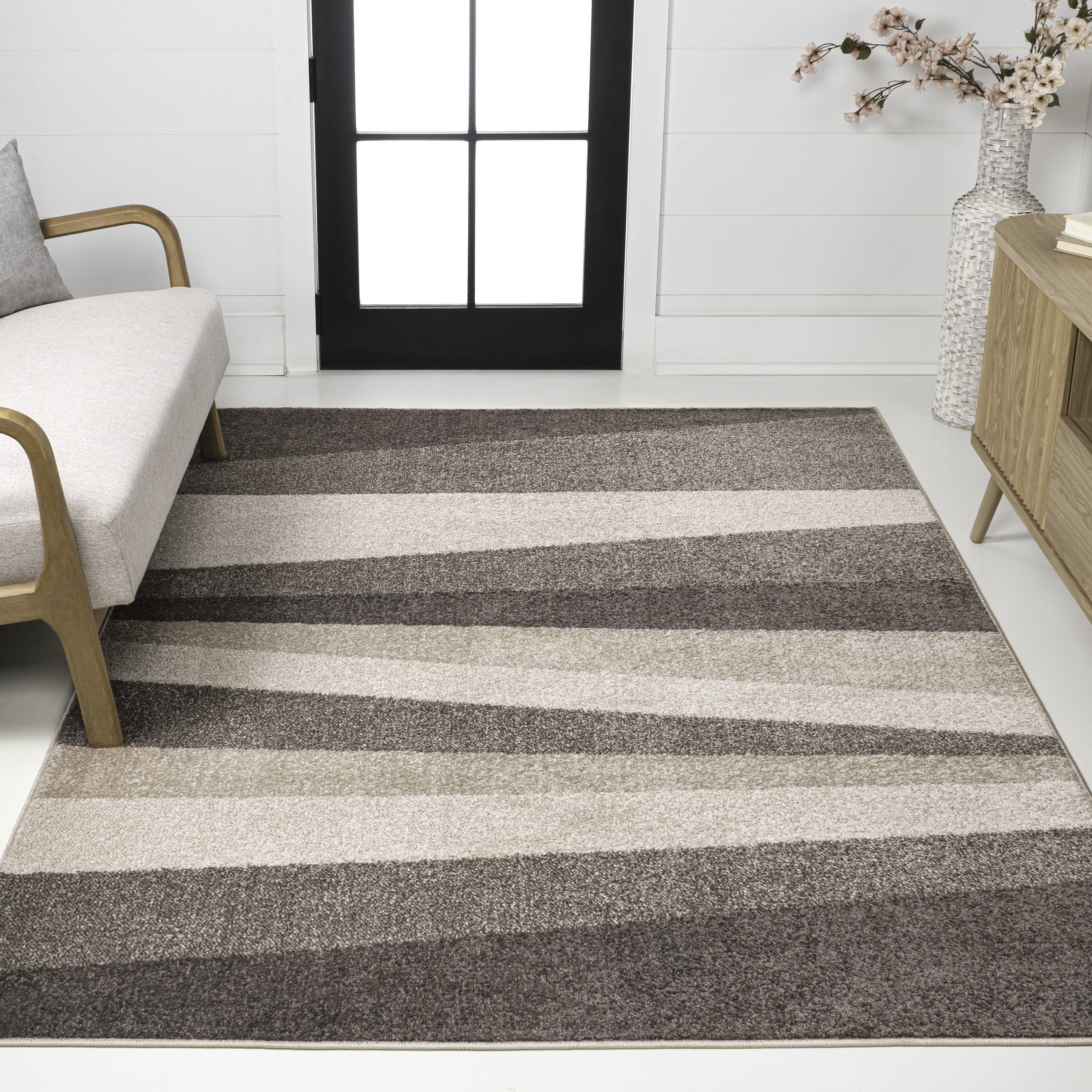Prism Geometric Rug JONATHAN Y DAZZLE 5 x 8 Area Rug, Prism Geometric Striped - Beige/Brown ...