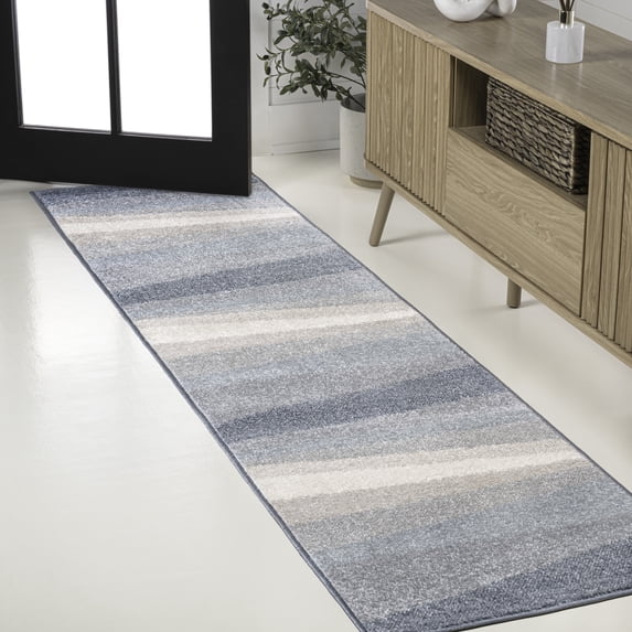 JONATHAN Y DAZZLE 2 x 8 Runner Rug, Prism Geometric Striped - Blue/Cream/Gray, DZC101D-28