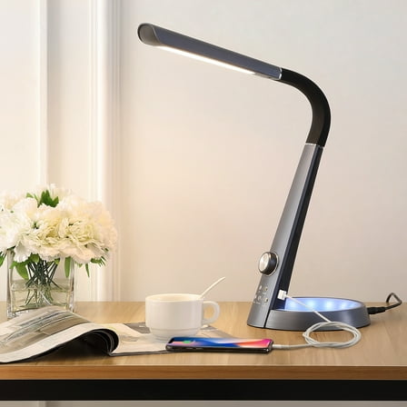 JONATHAN Y Dixon 19" Aluminum Contemporary Minimalist Adjustable Head Dimmable USB Charging LED Task Lamp, Black by JONATHAN  Y - 18.5" Black